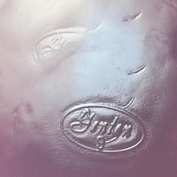 Vtg Frank Fenton Art Glass Plum Pink Carnival Iridescent Thumbprint Vase Signed - Picture 11 of 15